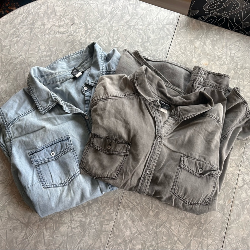 Torrid Set of Two Denim Button-Up Shirts